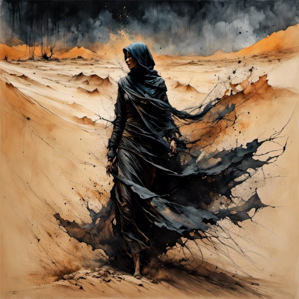 Bedouin woman - sand storm