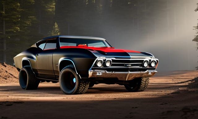 Dystopian 1968 Chevelle: Sci-Fi Concept Art