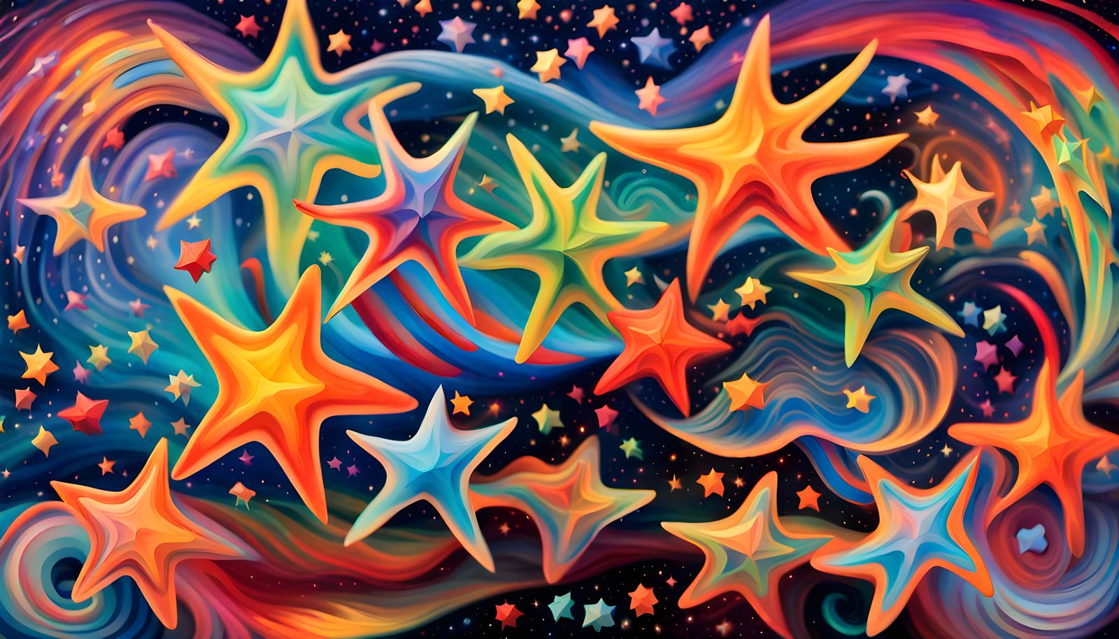 Iridescent Star Cluster in Aboriginal Painting Style