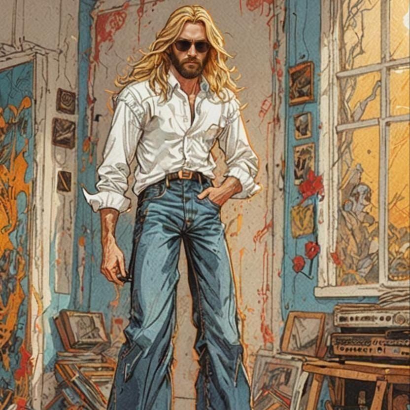 Comic Book Illustration of a Bearded Man