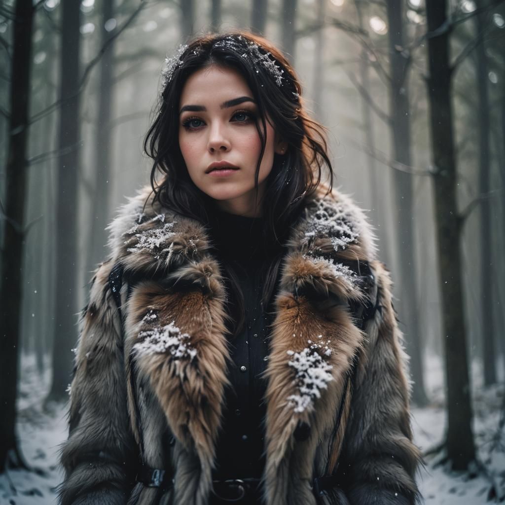 Ethereal Emo Portrait in Fur Coat