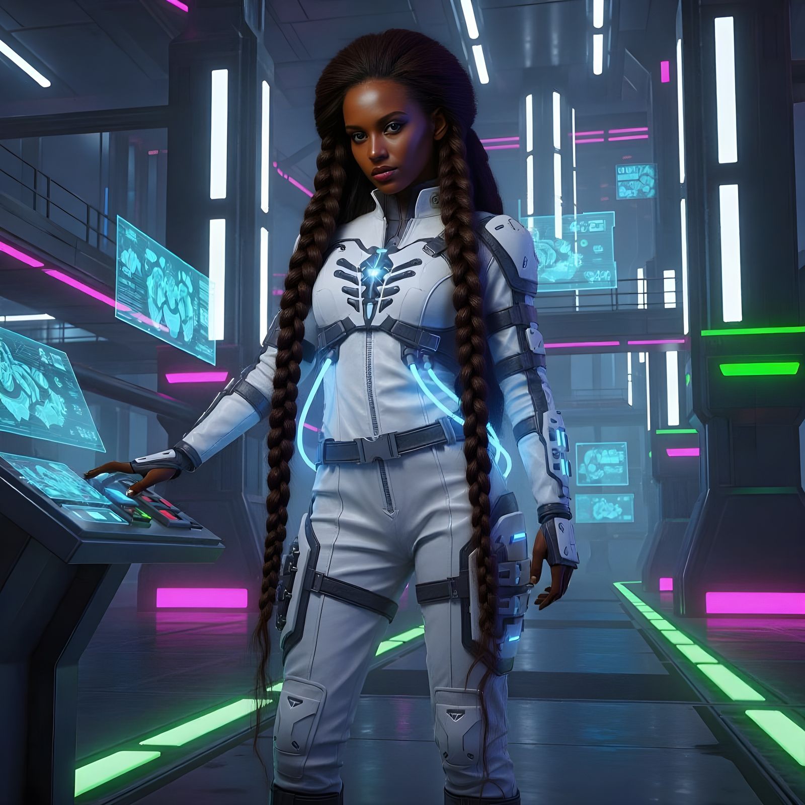 Zina: Fierce Young Woman in African Prints and Tech Armor