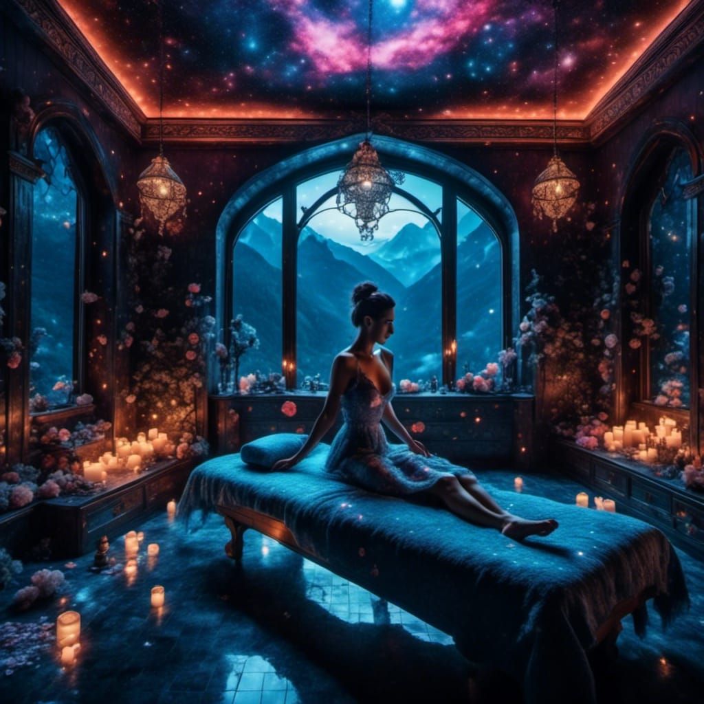 Elegant Spa Room Interior with Soft Lighting