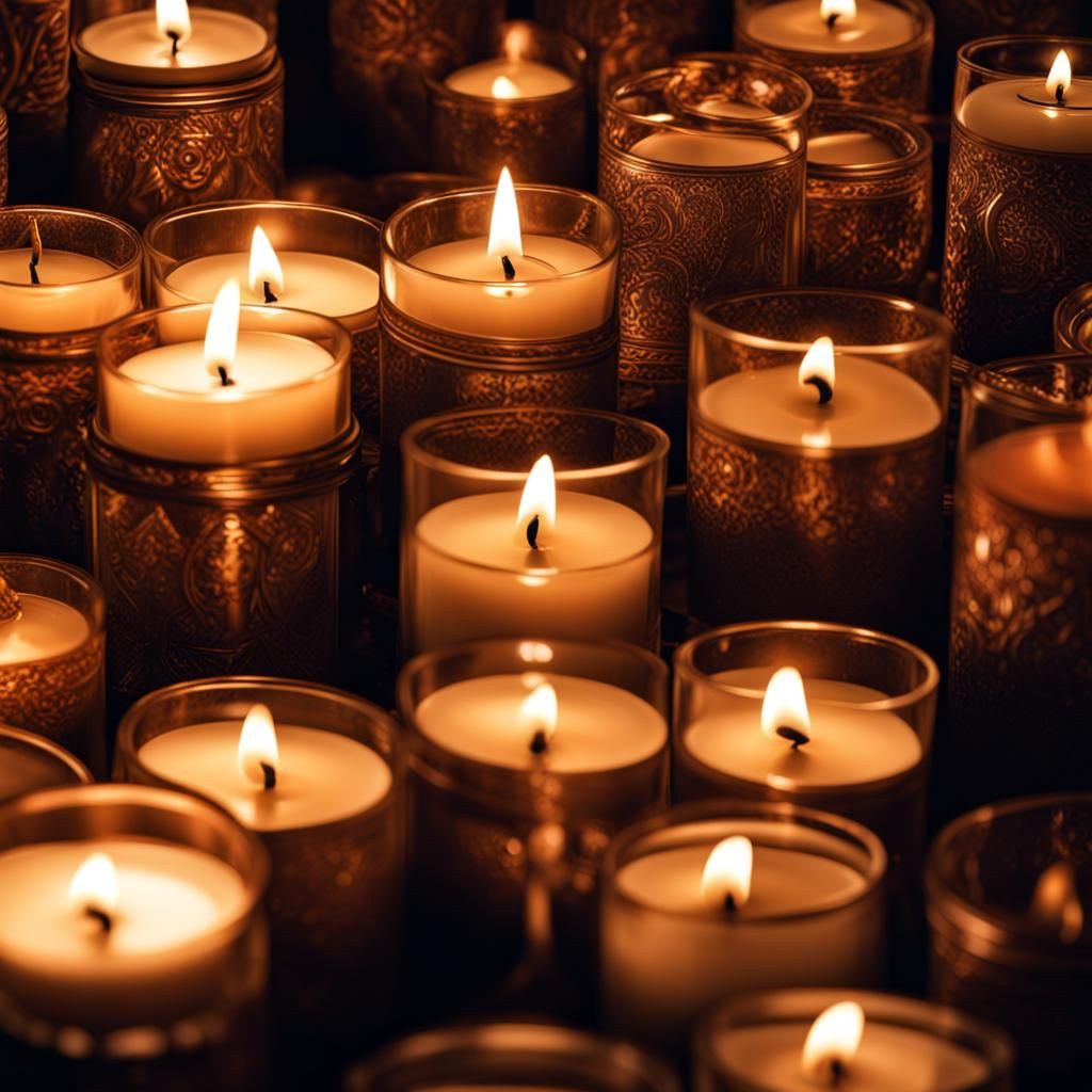 Hyperrealistic Candles in Atmospheric Lighting