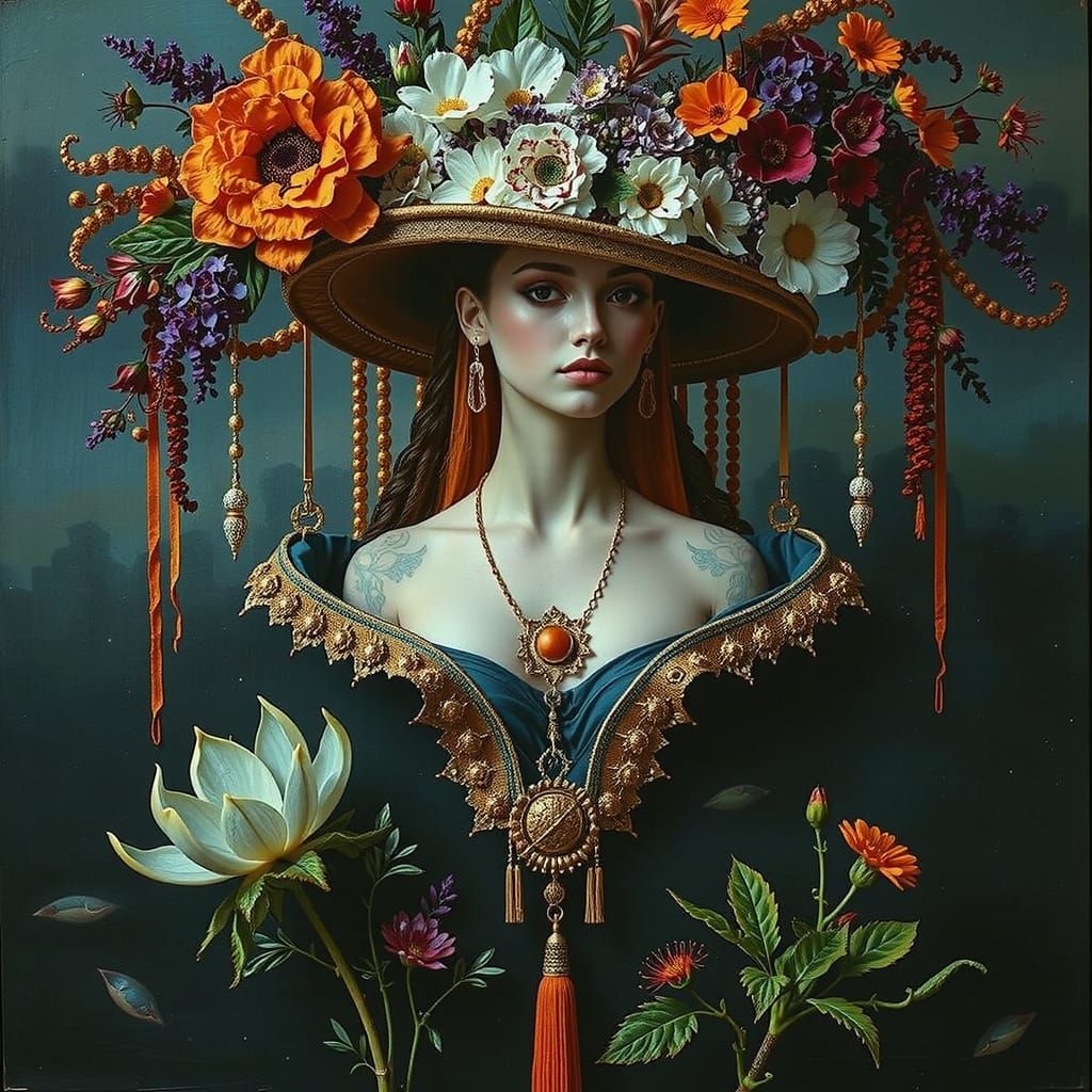 Vibrant Psychedelic Garden of Cosmic Mystery