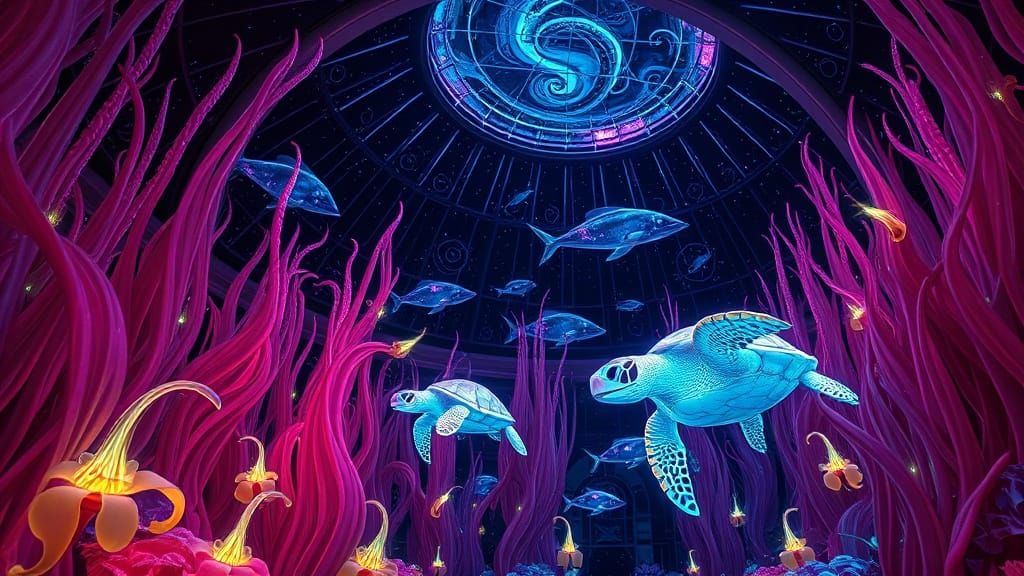 Surreal Bioluminescent Ocean Observatory