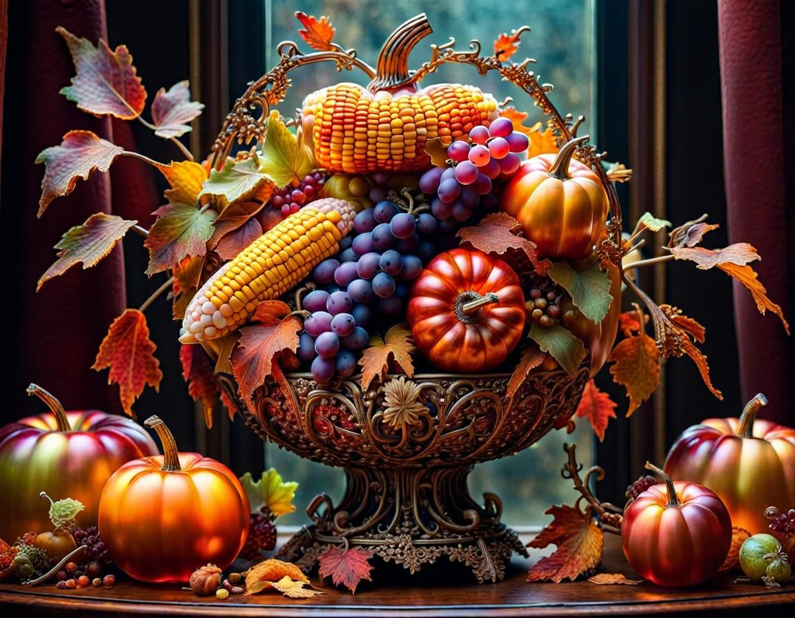 Autumn Harvest Display in Ethereal Fantasy Style