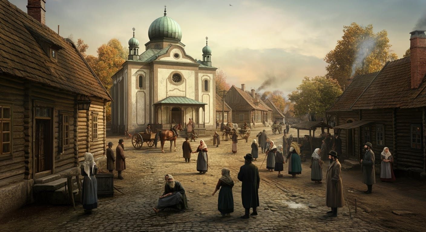 Traditional Jewish Village in Early 19th Century Poland