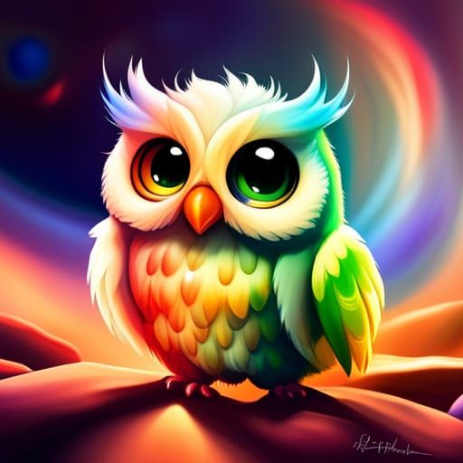 🦉Cute Rainbow Baby Owl🌈