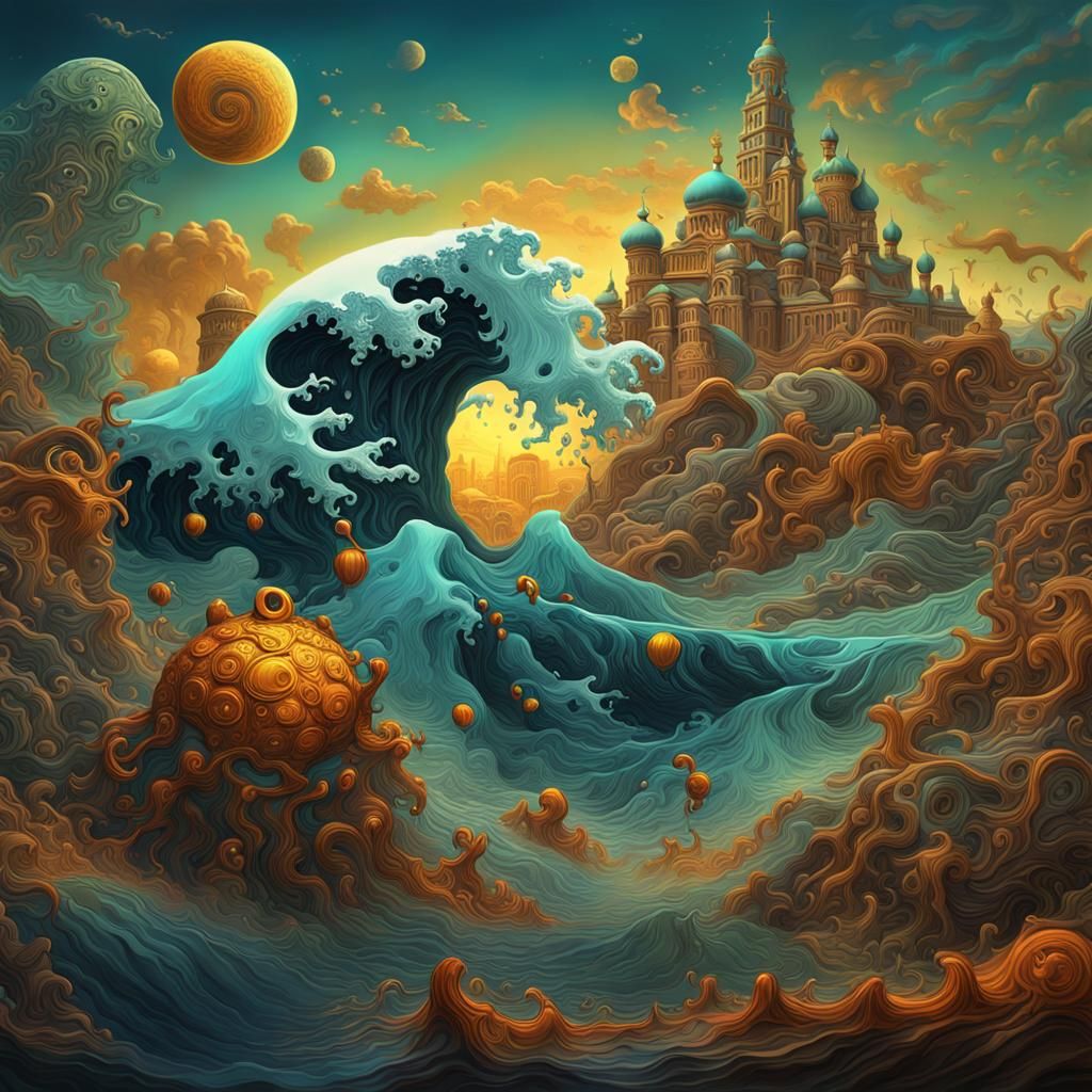 Surreal Melting Forms: Detailed Matte Painting