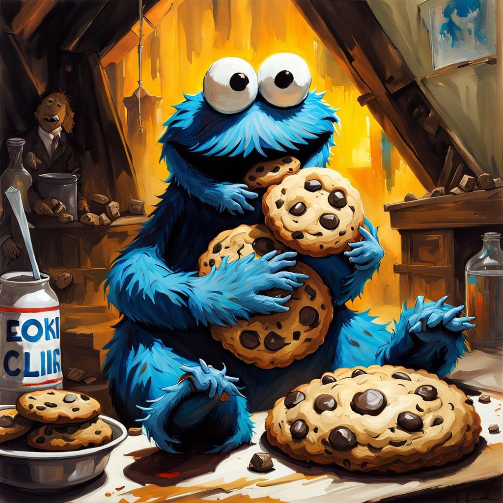 Cookie Monster Cake: Storybook Illustration