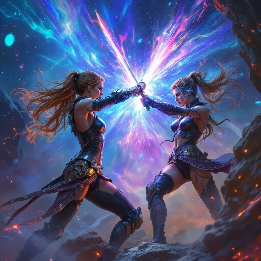Cosmic Arena Showcases Female Warriors in High-Energy Duel