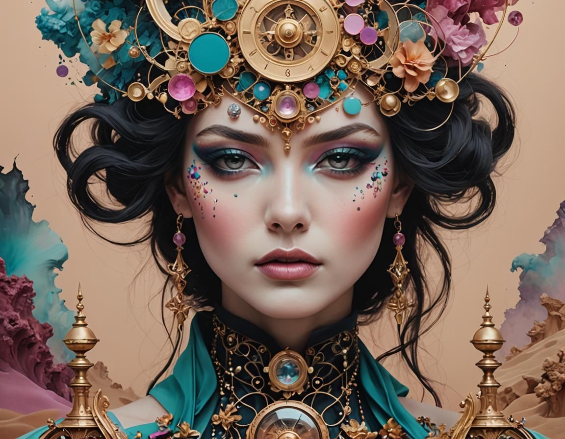 Hourglass in Colorful Mixed Media Style