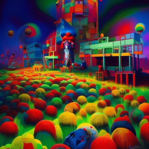 Eerie Clown Horror in Pop Art Style