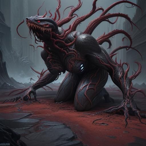 Detailed Symbiote Carnage Fantasy Concept Art