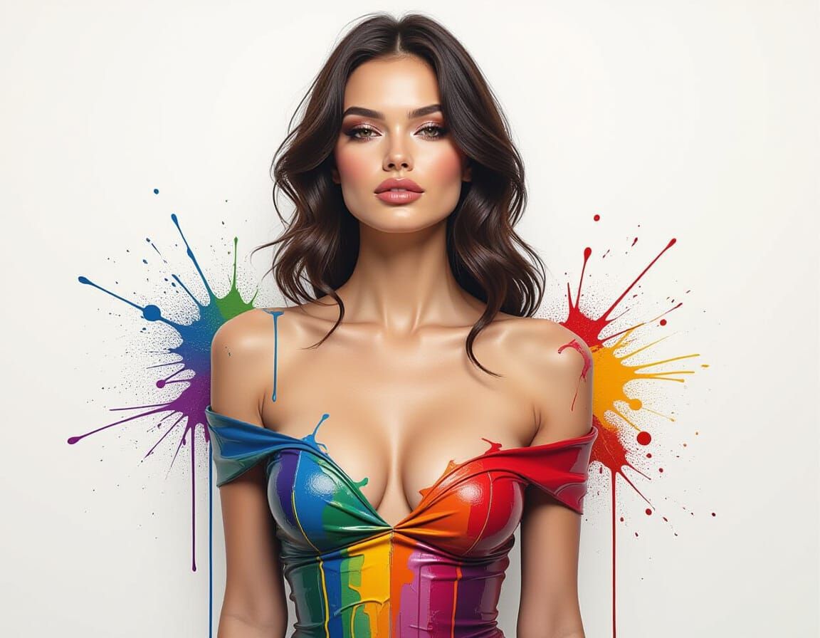 Stunning Woman with Blurred Abstract Form