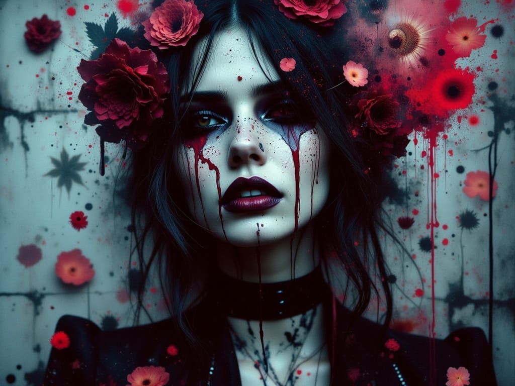 Gothic Female Figure of Chaos in Psychedelic Style