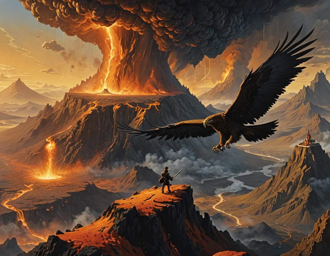 Golden Eagle Over Volcano: A Fantasy Adventure