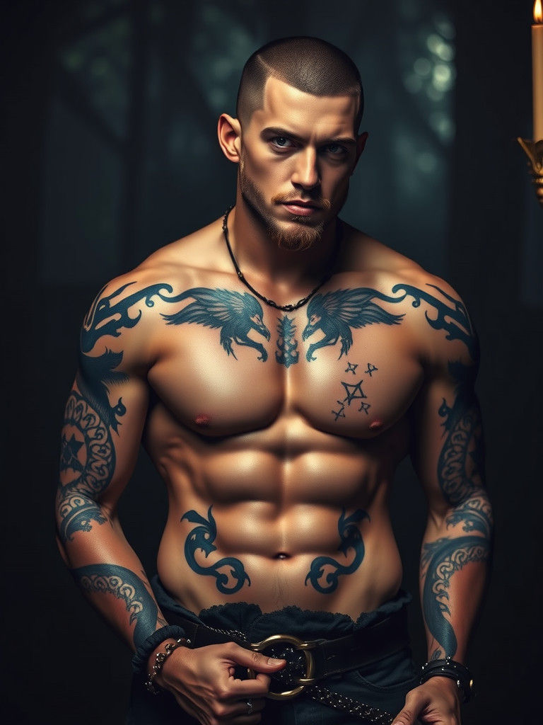 Seductive Viking Vampire Illusionist in Gothic Art Style