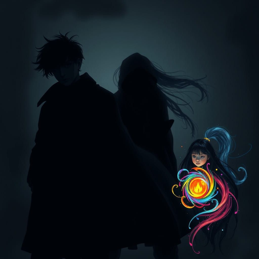 Silhouettes in Dreamlike Darkness, Inspired by Surrealist Ma...