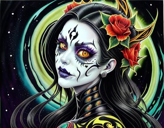 Disturbing Biohorror Creature with Sunken Eyes