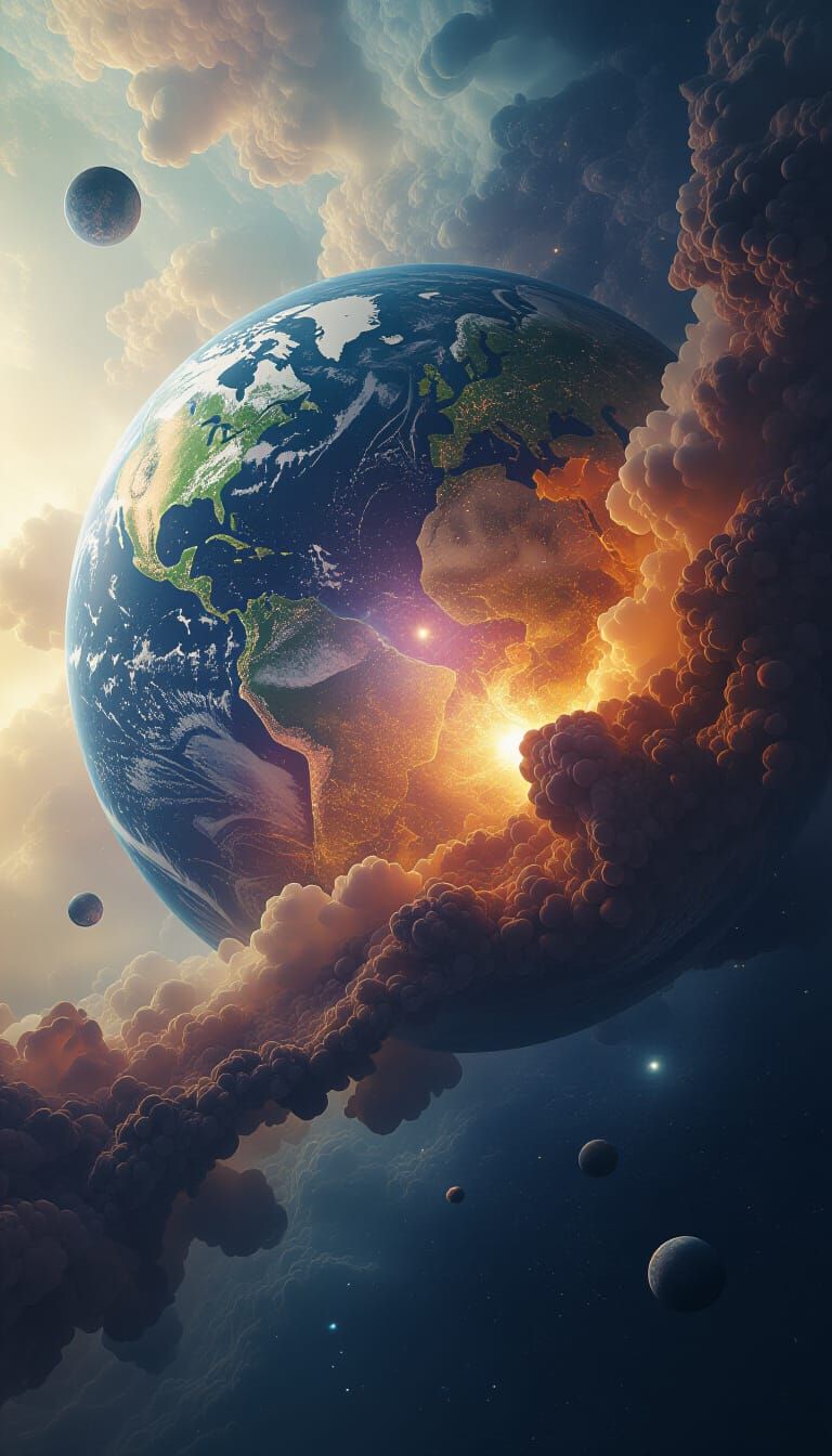 Cosmic World Double Exposure Macro Photography