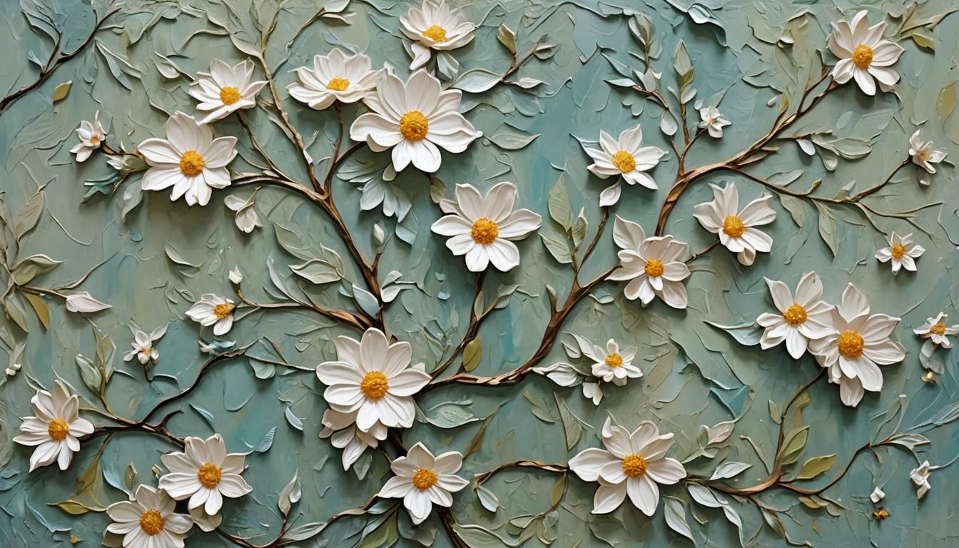 Ethereal Impasto Wall Flowers