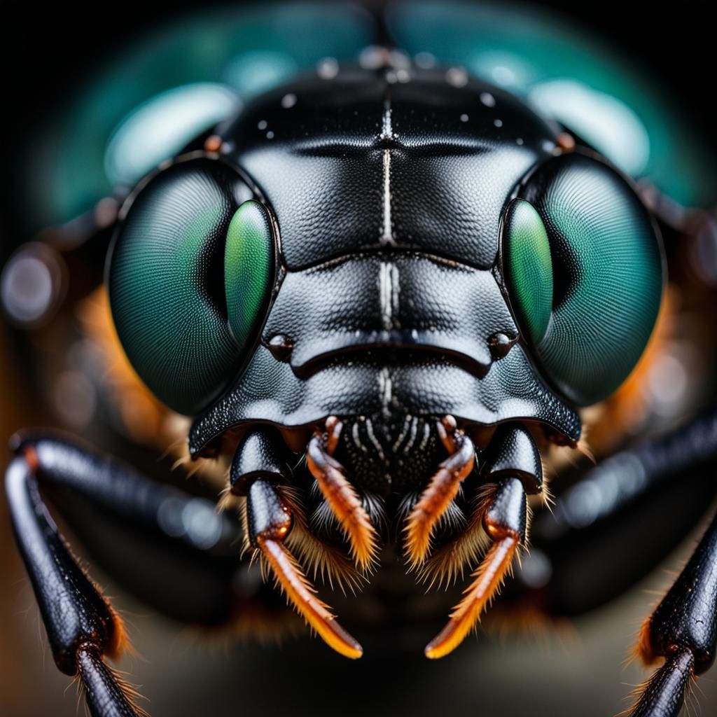 Detailed Close-up of a Beetle Face