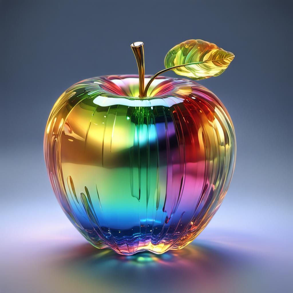Dazzling Crystal Apple in Vibrant Fantasy Style
