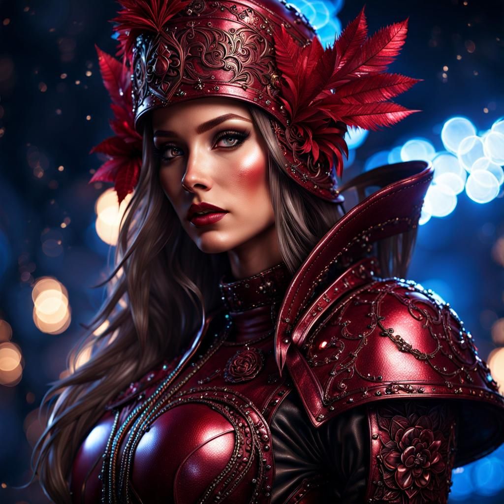 Beautiful Woman in Leather Costume Fantasy Art