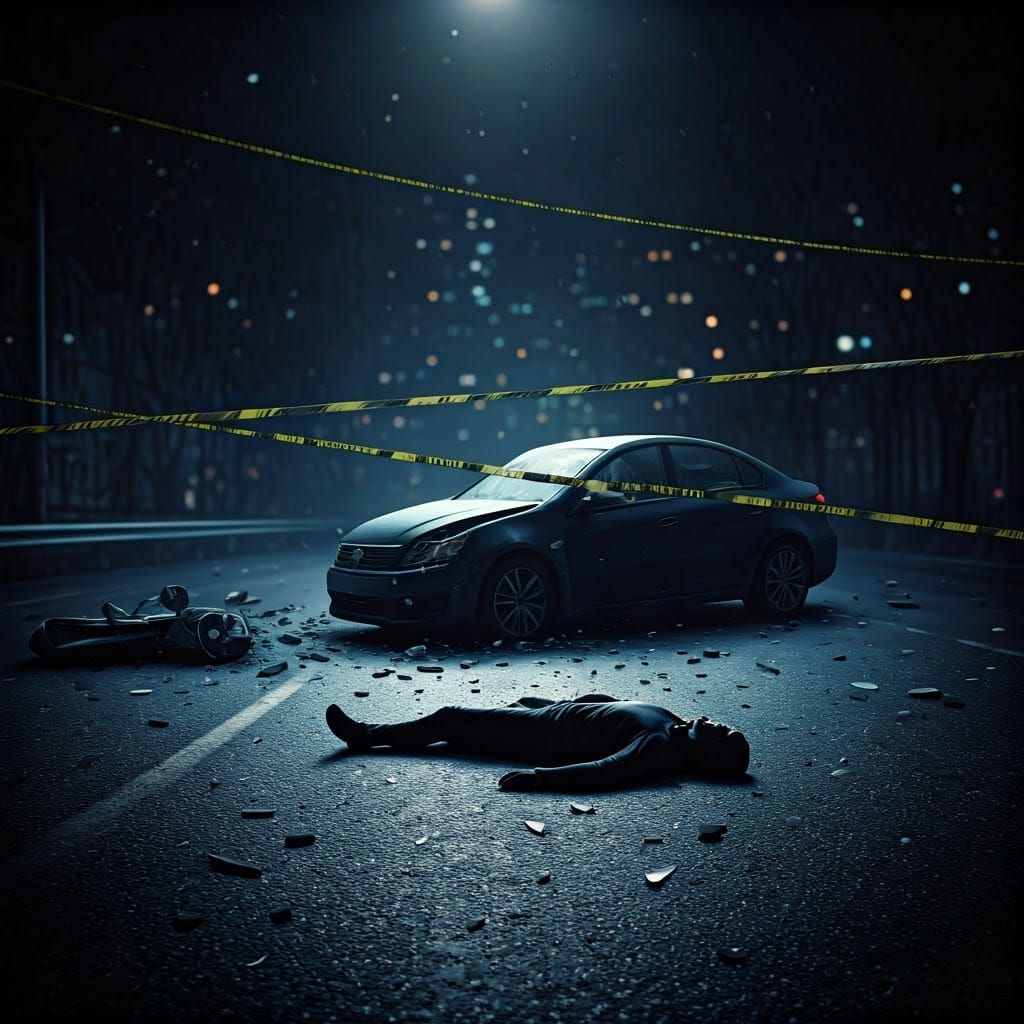 Desolate Crime Scene at Dusk in a Photorealistic Nightmare