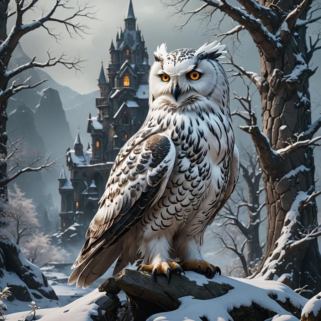 Detailed Snow Owl Matte Painting