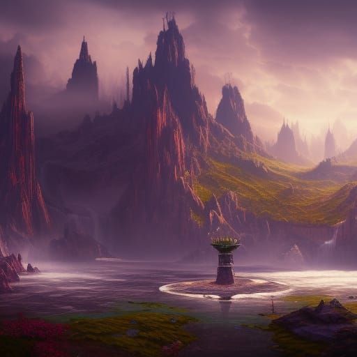 Fantastical Detailed Matte Painting in Deep Color
