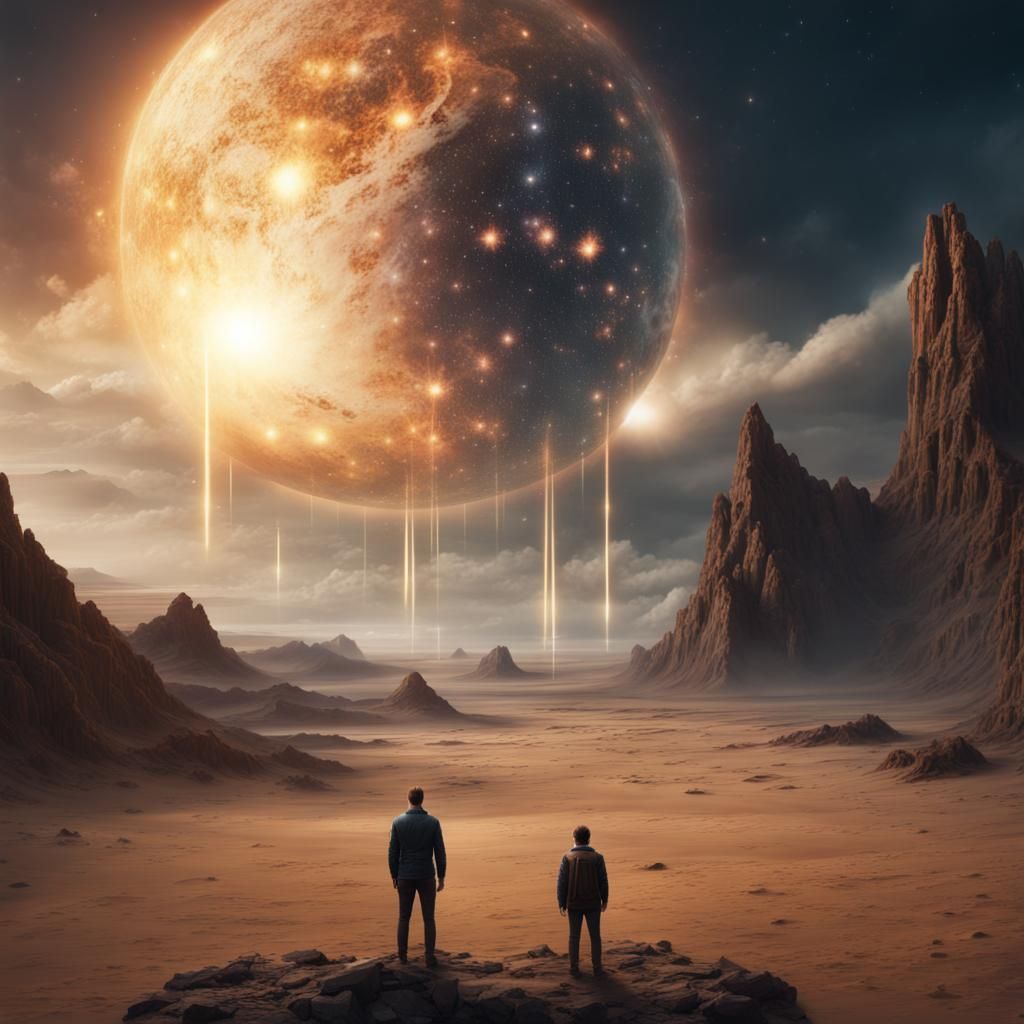 Man Gazing at Supernova with Sand Timer