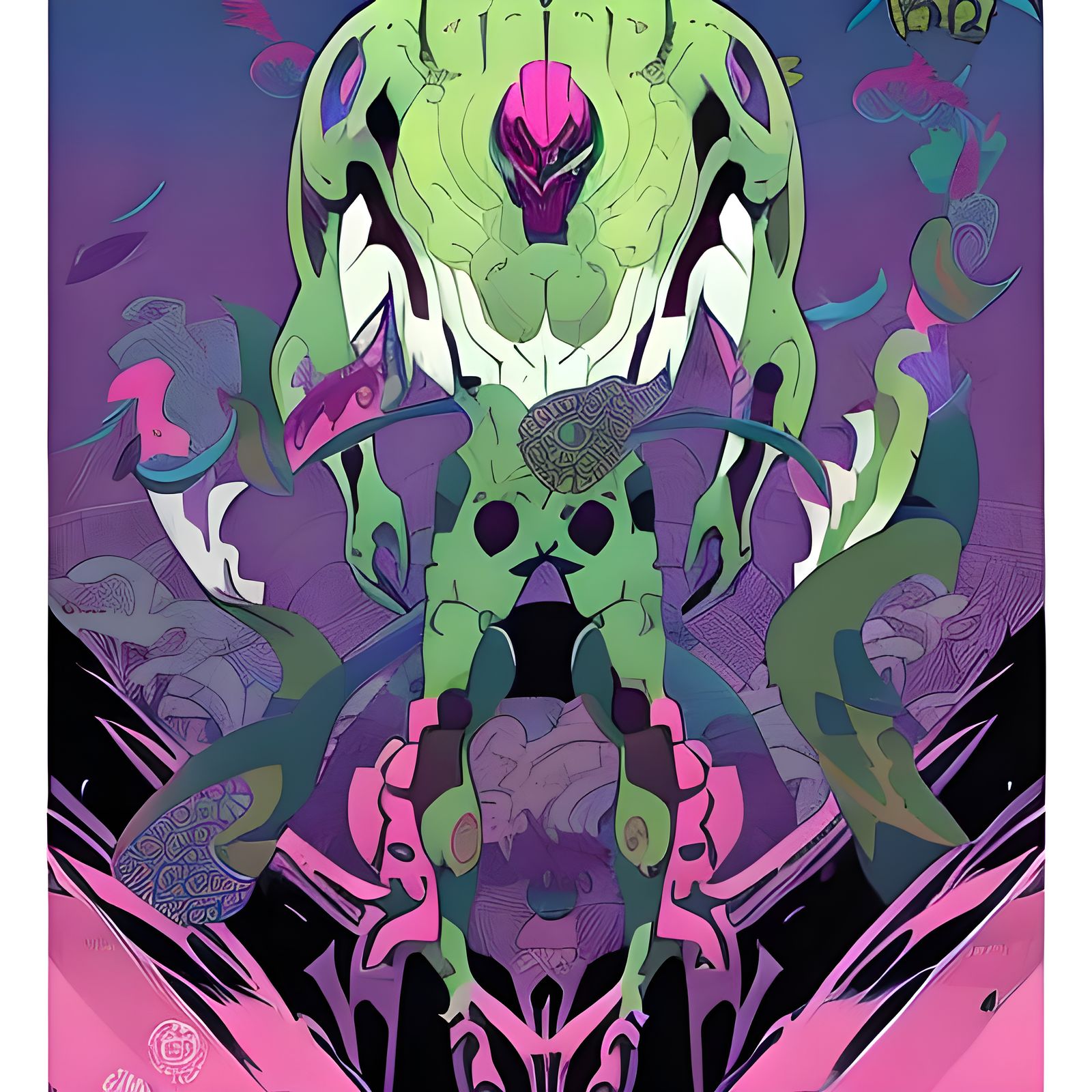 Psychedelic Ukiyo-e Ben 10 Alien Concept Art