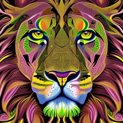 Intricate Lion Face in Ethereal Fantasy Style