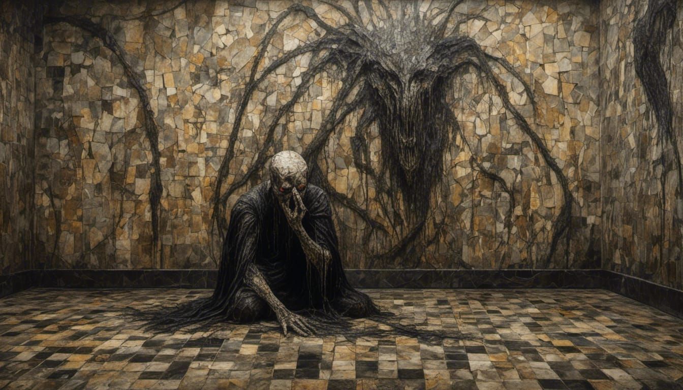 Mosaic Demon Crawls from Cathedral Wall