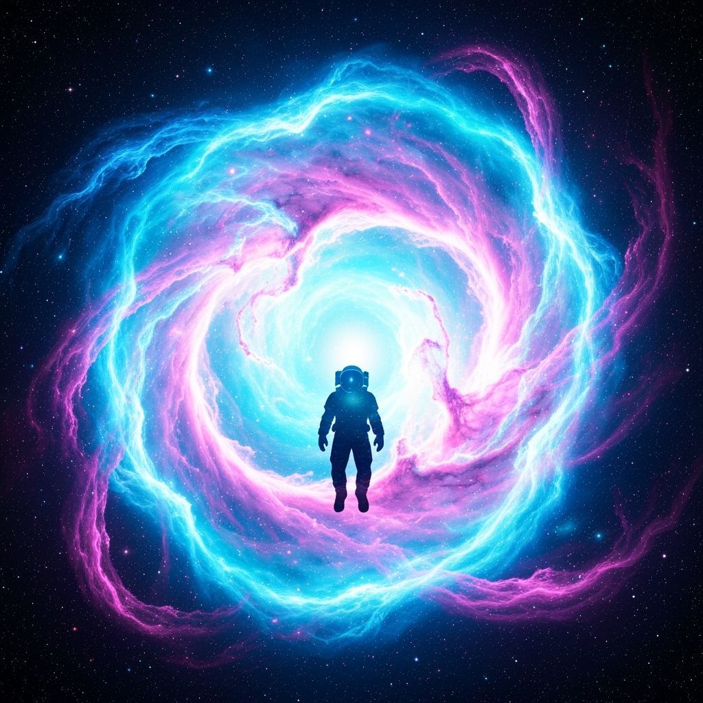 Astronaut in Nebula Double Exposure