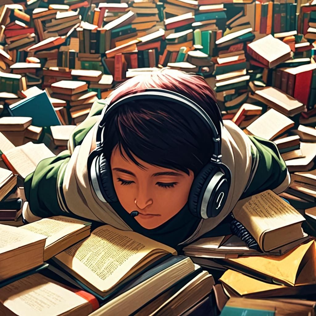 Floating Figure Surrounded by Books