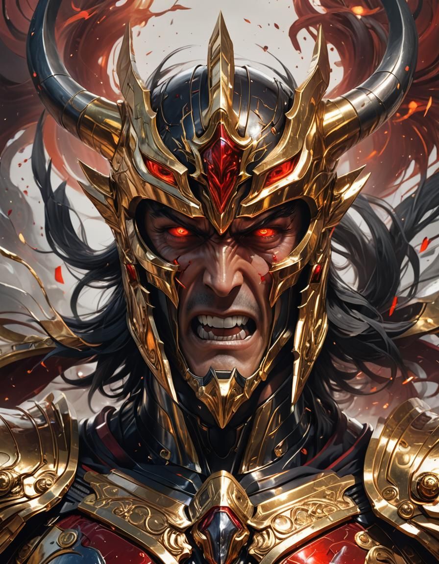Ares in Saint Seiya Armor, Hyperdetailed Portrait