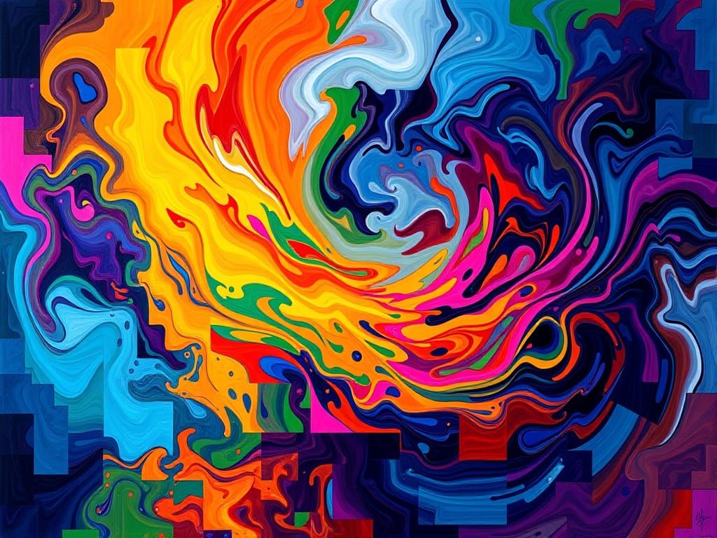Vibrant Swirling Colors in Abstract Expressionist Style