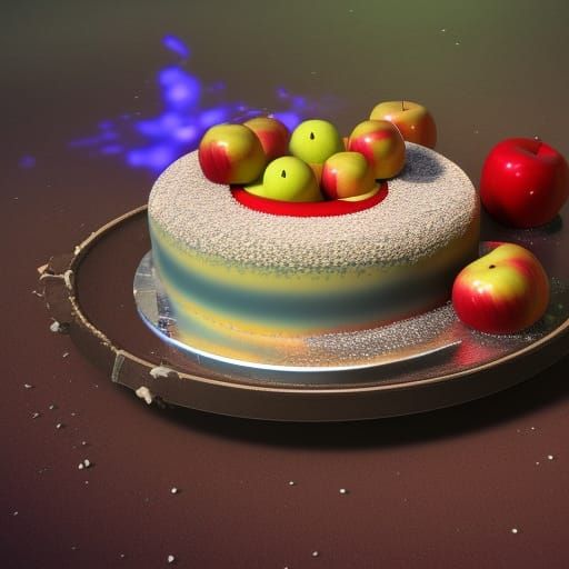 Apple Cake Slice in Detailed Matte Painting