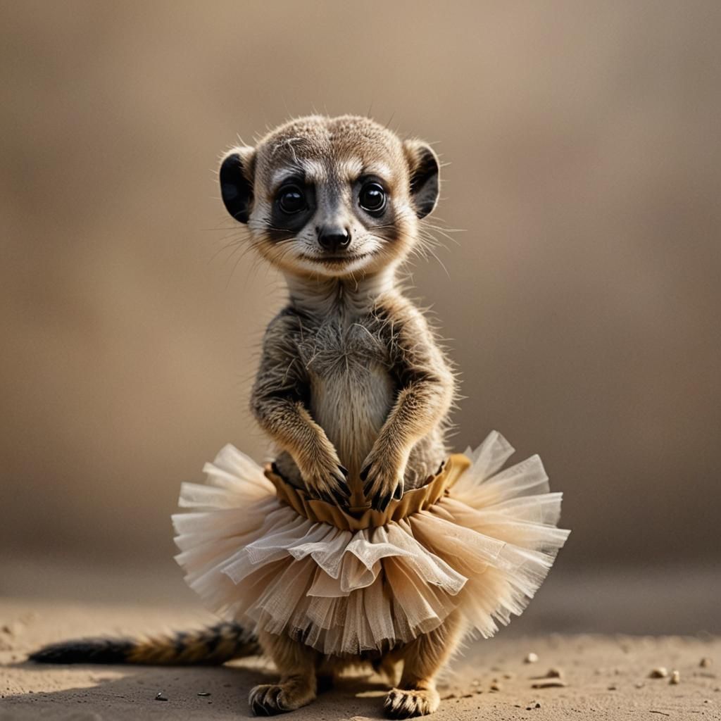Charming Baby Meerkat in Tutu with Soft Focus