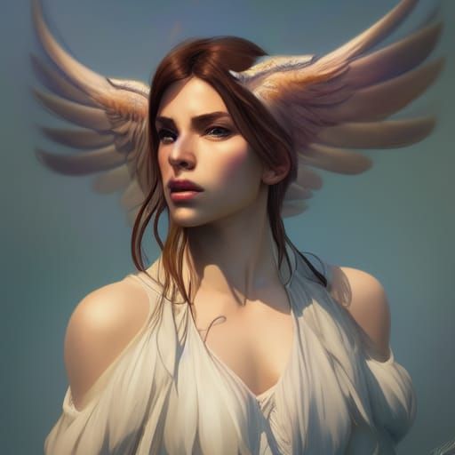 Detailed Harpy Portrait in Digital Art Style