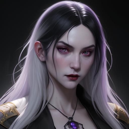 Vampire Couple Portrait in Art Nouveau Style