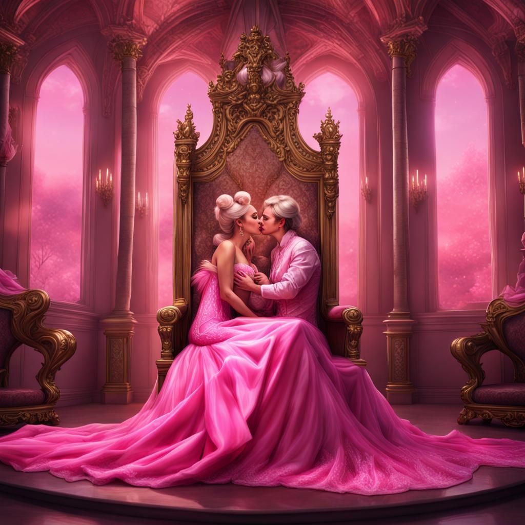 Fantasy Throne Room Kiss in Hyperdetailed Dark Art
