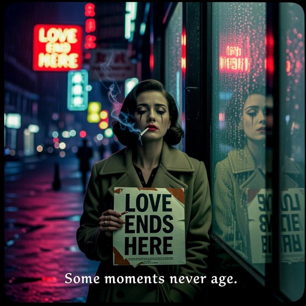 Sorrow on a Rain-Soaked Street: 1970s Film Still