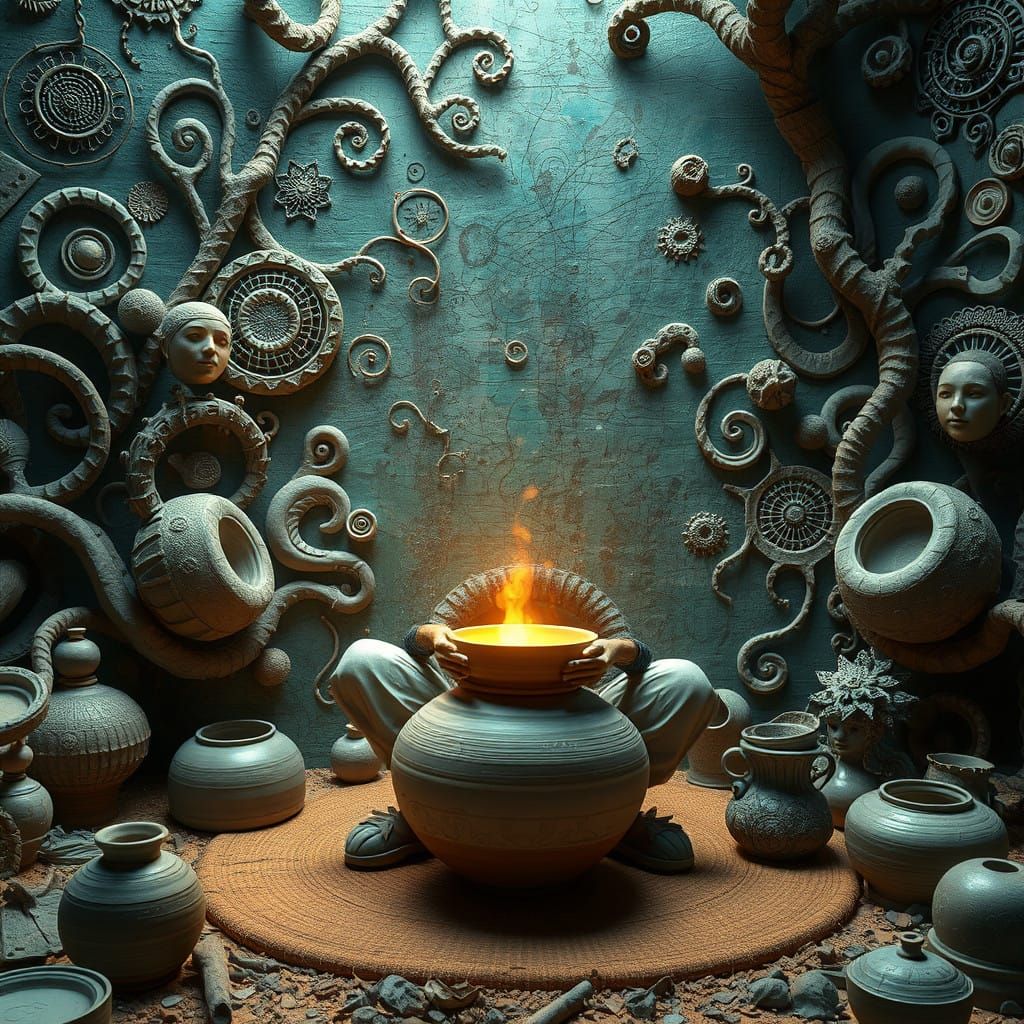 Enchanted Potter's Realm in Earthy Tones