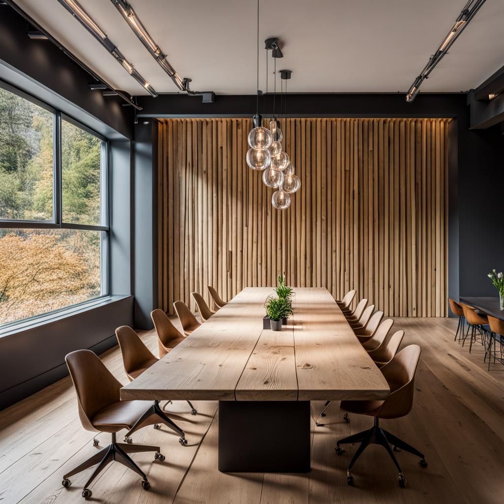 Wabi-Sabi Boardroom with Natural Light and Textures