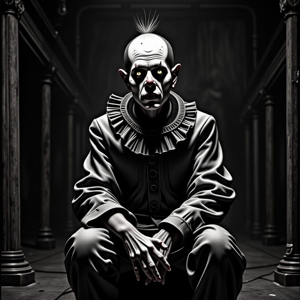 Haunting Clown Portrait in Witkin Style